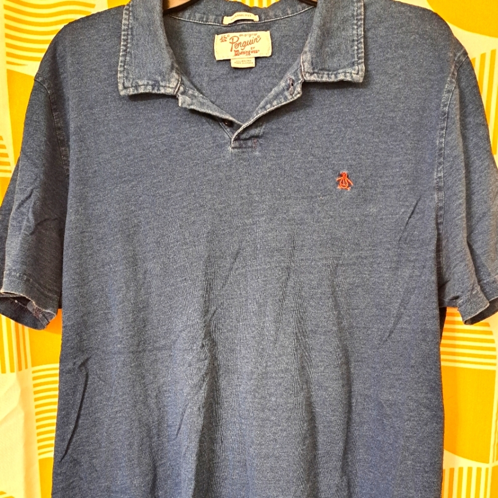 Mens Original Penguin Blue Polo Shirt XL.